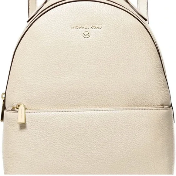 Michael Kors Valerie Medium Light Cream Pebbled Leather Backpack - Picture 10 of 12